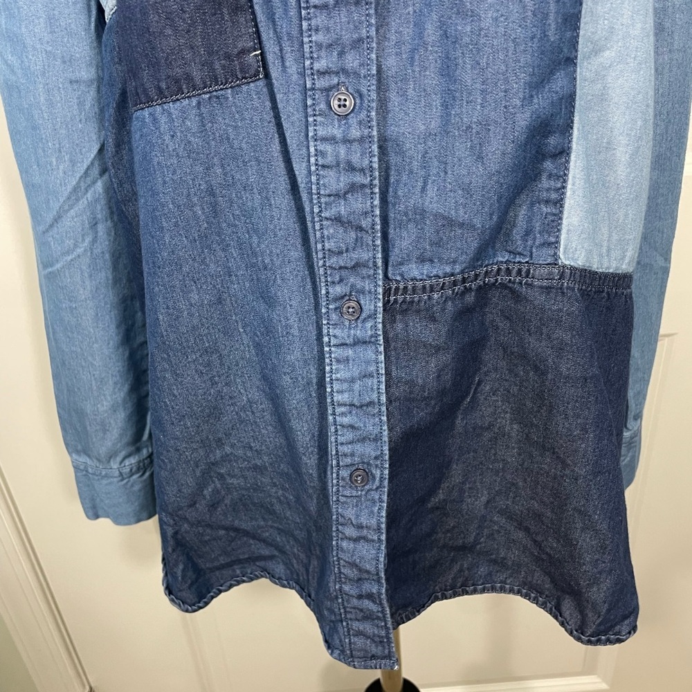 Anna Patchwork Denim Button-Up Shirt Size Large CB-102 - Picture 3 of 6
